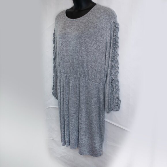 Lane Bryant Ruffle Sleeve Sweater Dress Womens 18 20 Gray Stretch Pockets RR14X - Picture 3 of 7
